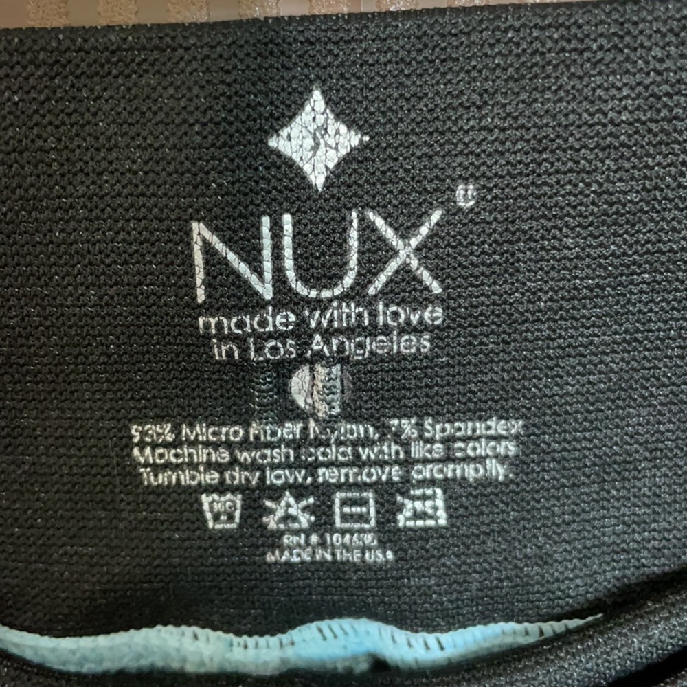 NUX athletic leggings blue and black made in USA - Picture 2 of 3